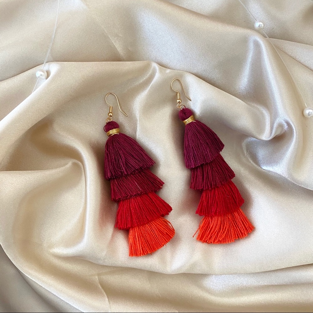 “Kona” / Multi Tassels Color Earrings - Picture 2 of 5